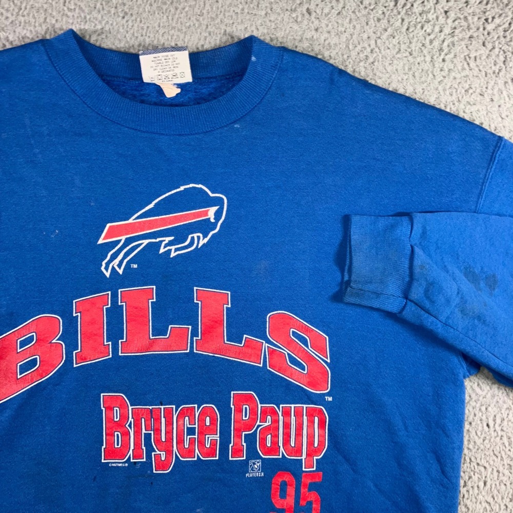 VTG Lee Sport Sweatshirt Men XL NFL NY Buffalo Bills Thrashed Grunge Baggy 90s